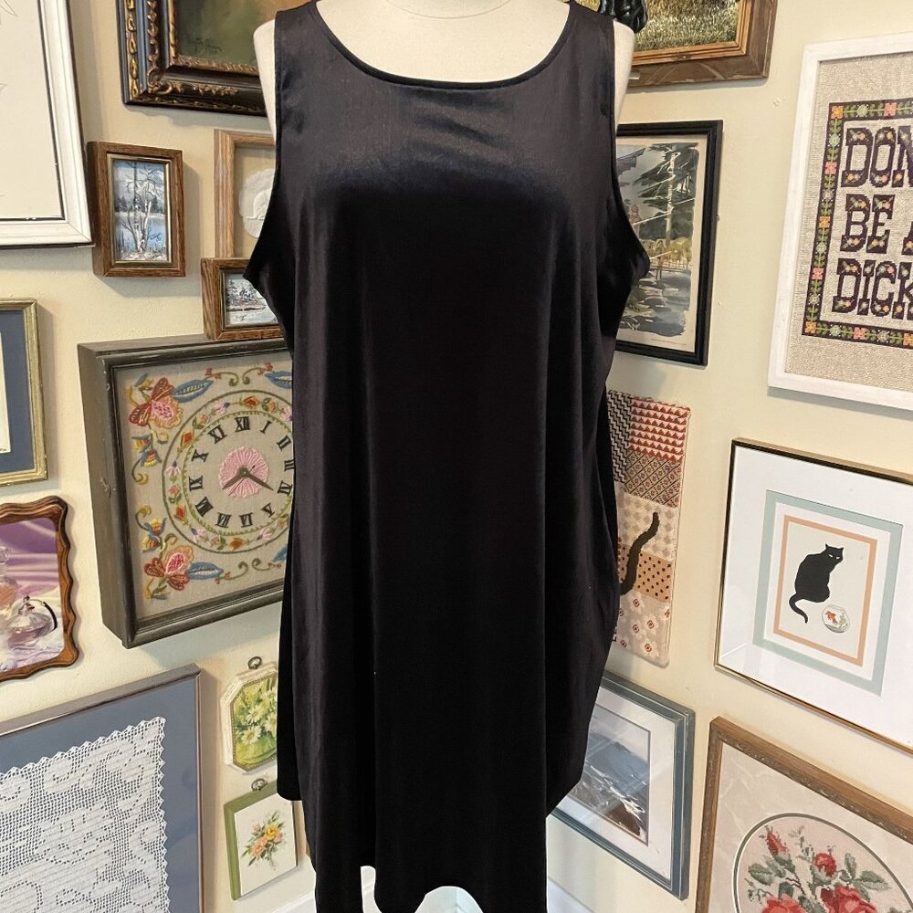 Old Navy Womens Black Sleeveless Stretch Velvet A-Line Tunic Dress Size XXL